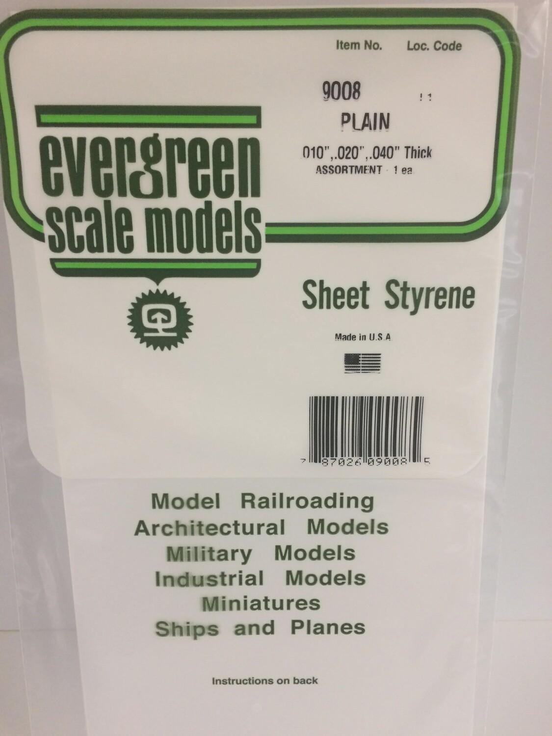 9008 PLAIN OPAQUE WHITE POLYSTYRENE THREE SHEET ASSORTMENT PACK