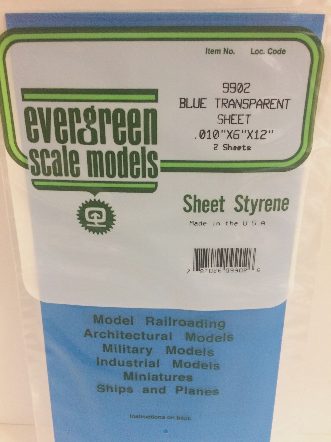 9902 - BLUE TRANSPARENT POLYSTYRENE SHEET