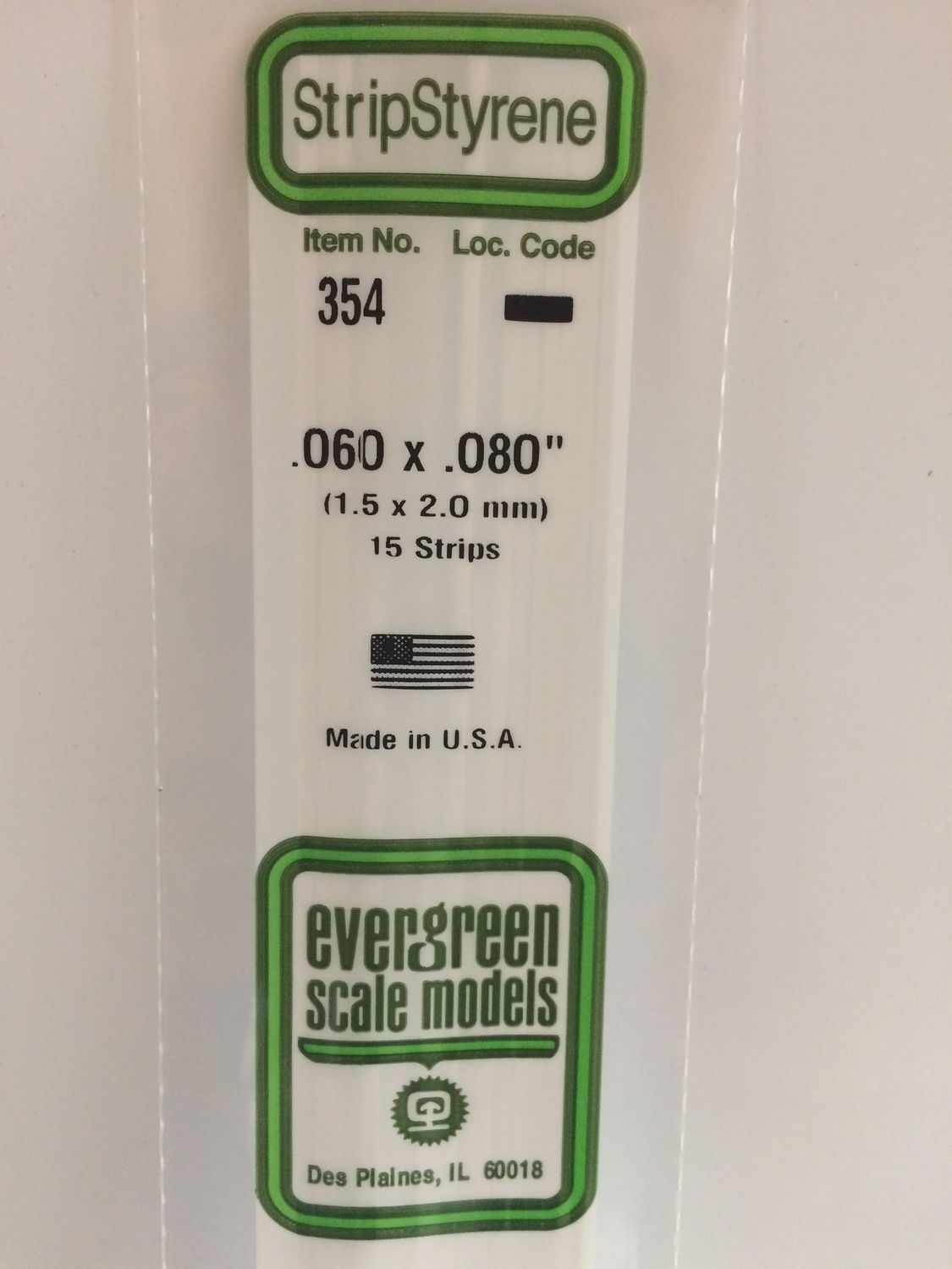 354 - OPAQUE WHITE POLYSTYRENE STRIP