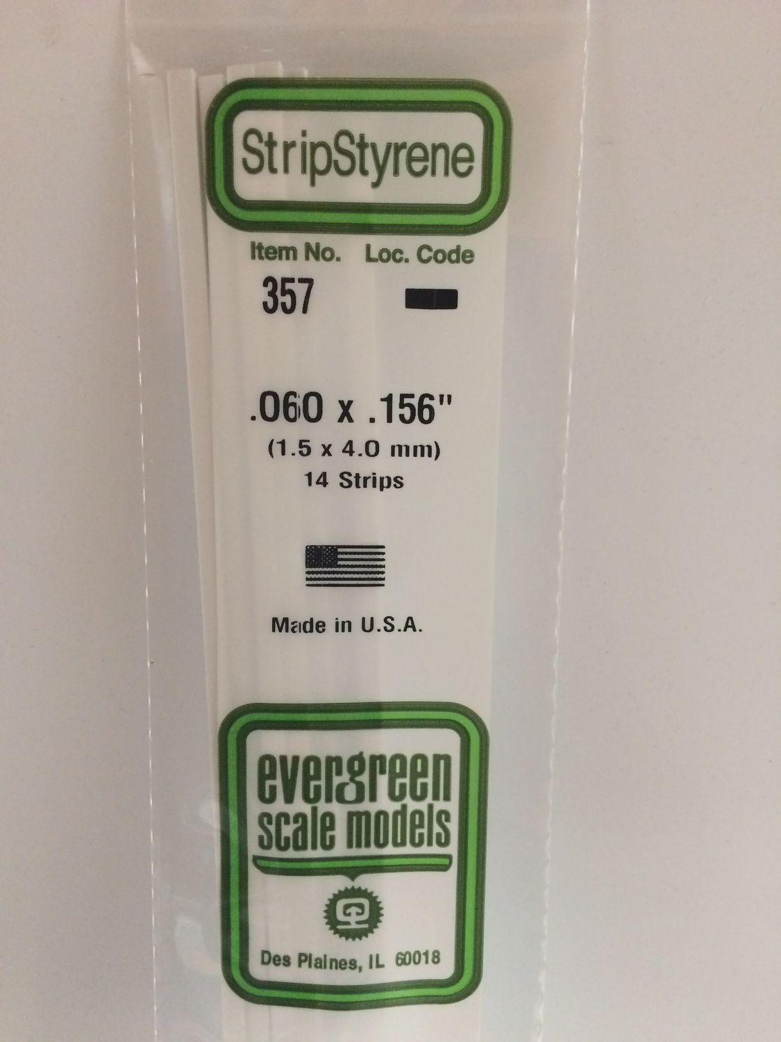 357 - OPAQUE WHITE POLYSTYRENE STRIP