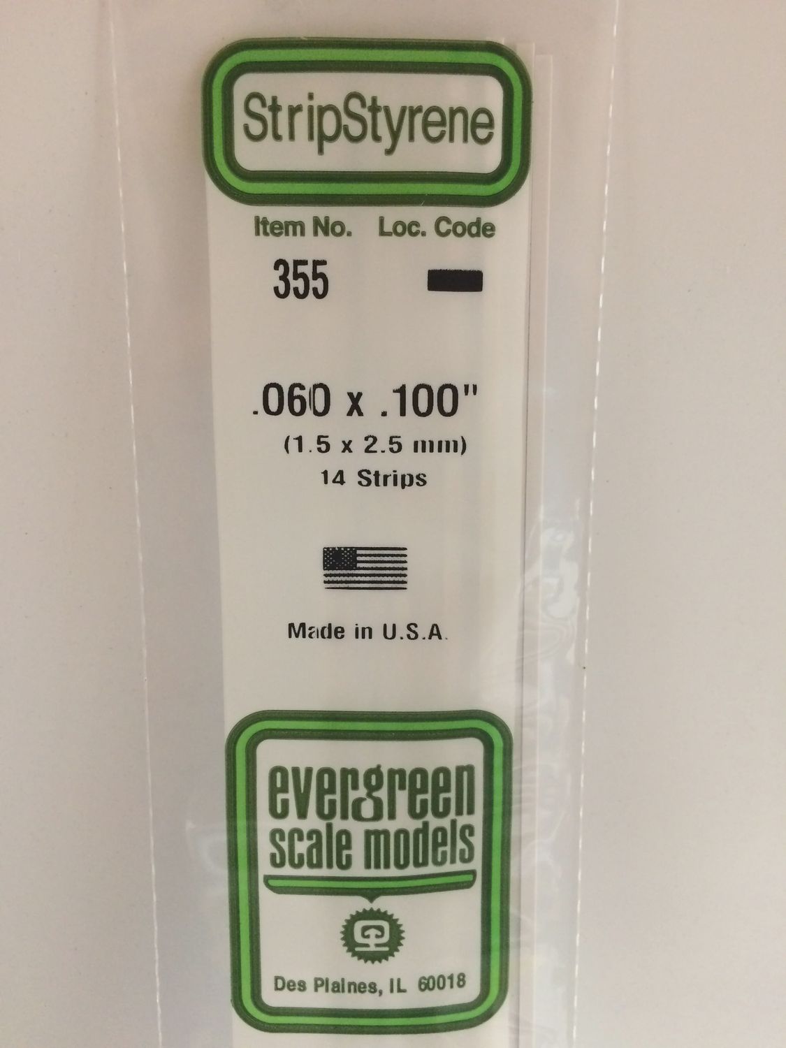 355 - OPAQUE WHITE POLYSTYRENE STRIP