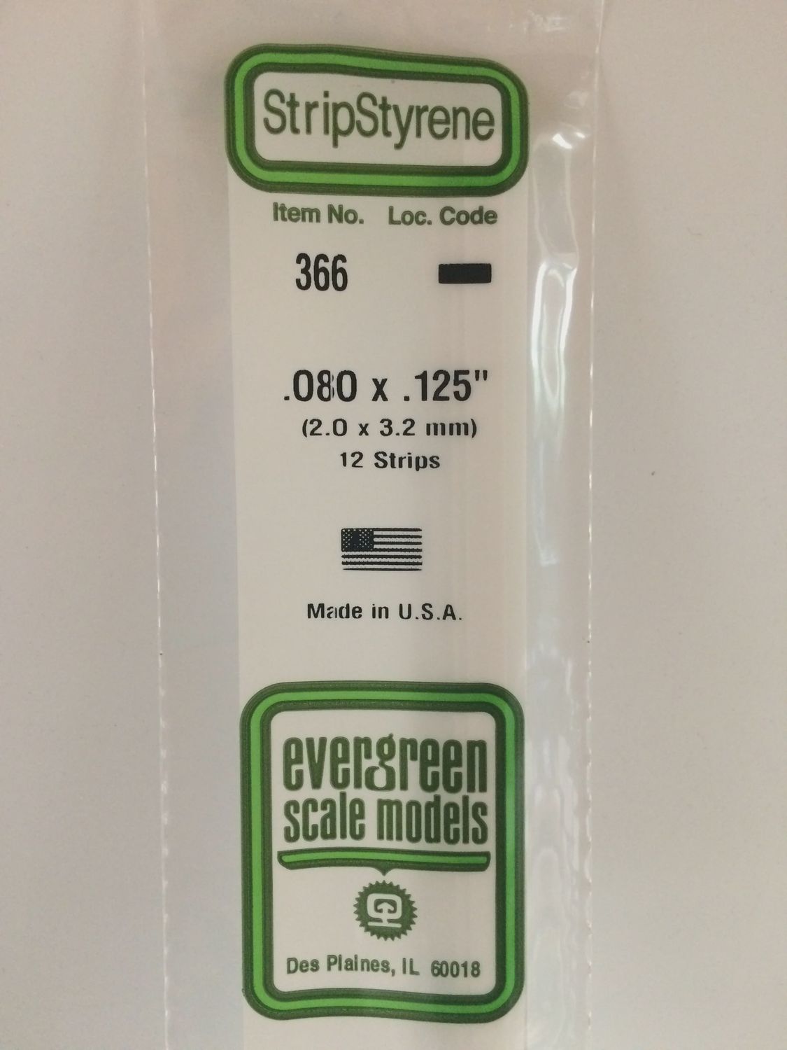 366 - OPAQUE WHITE POLYSTYRENE STRIP