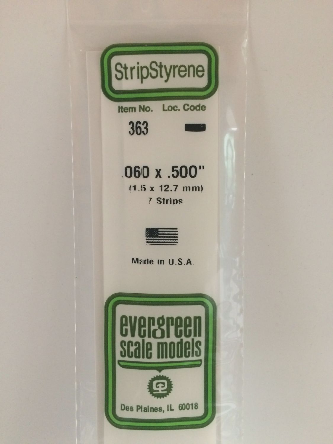 363 - OPAQUE WHITE POLYSTYRENE STRIP