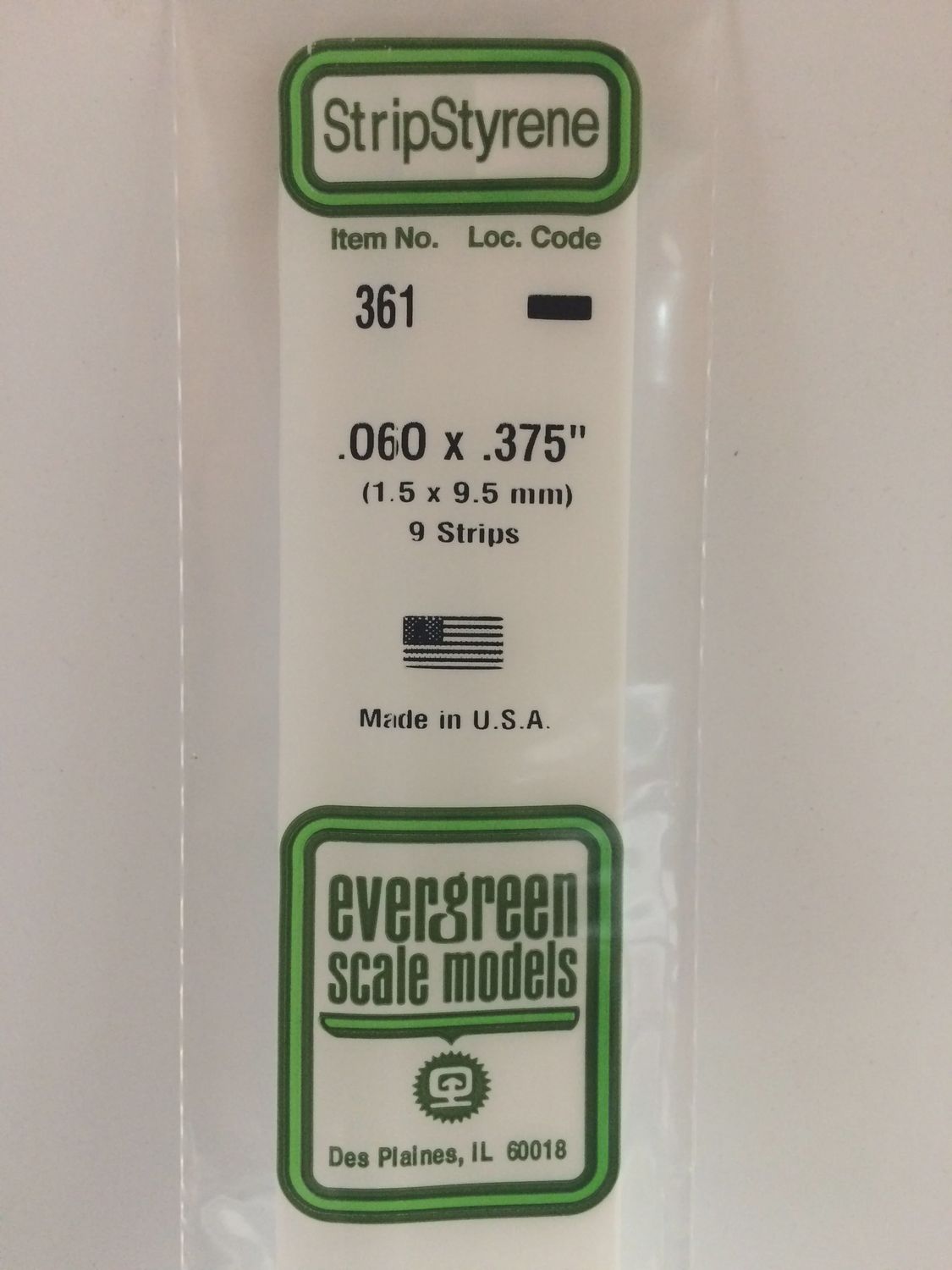 361 - OPAQUE WHITE POLYSTYRENE STRIP