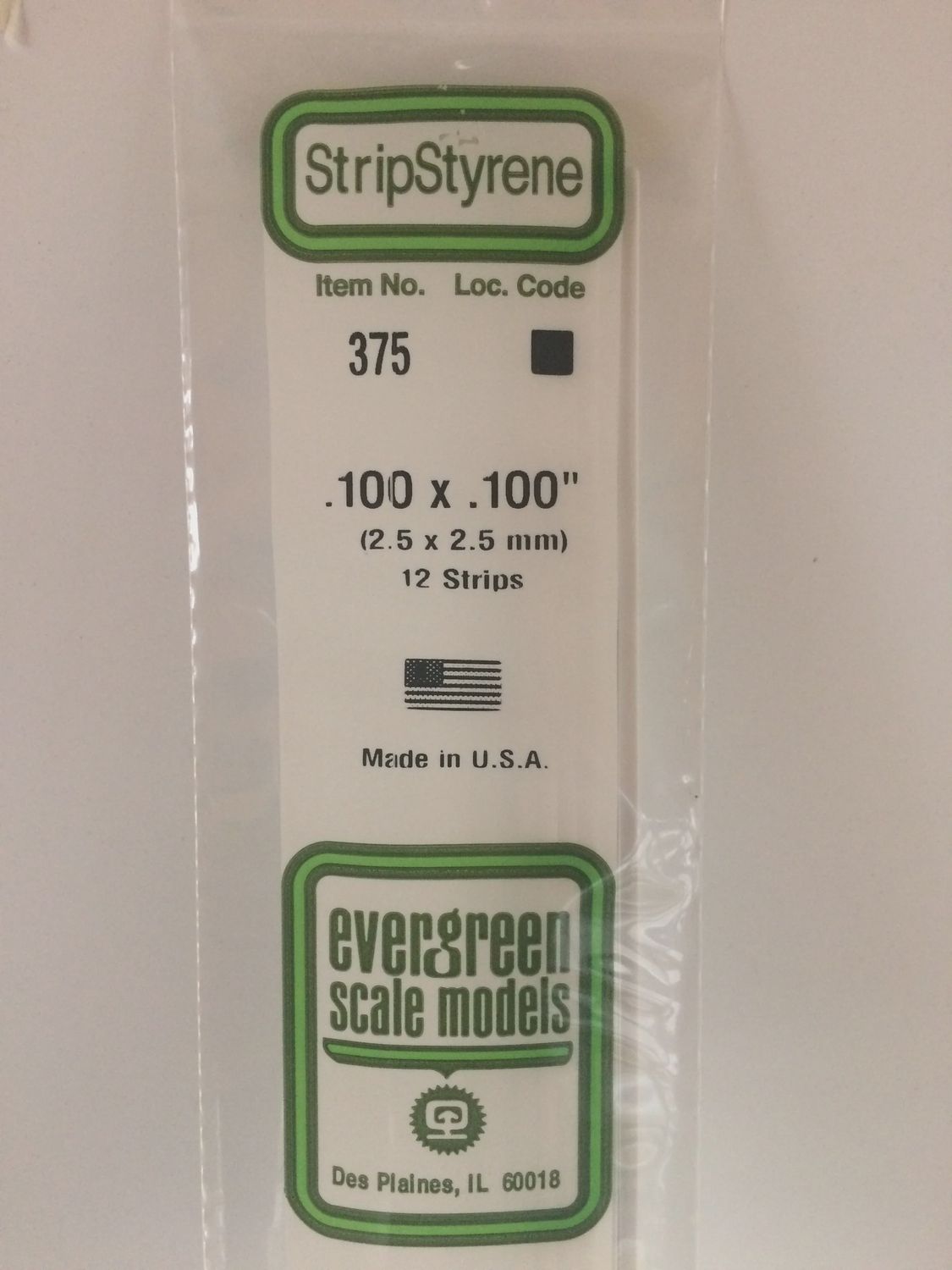 375 - OPAQUE WHITE POLYSTYRENE STRIP