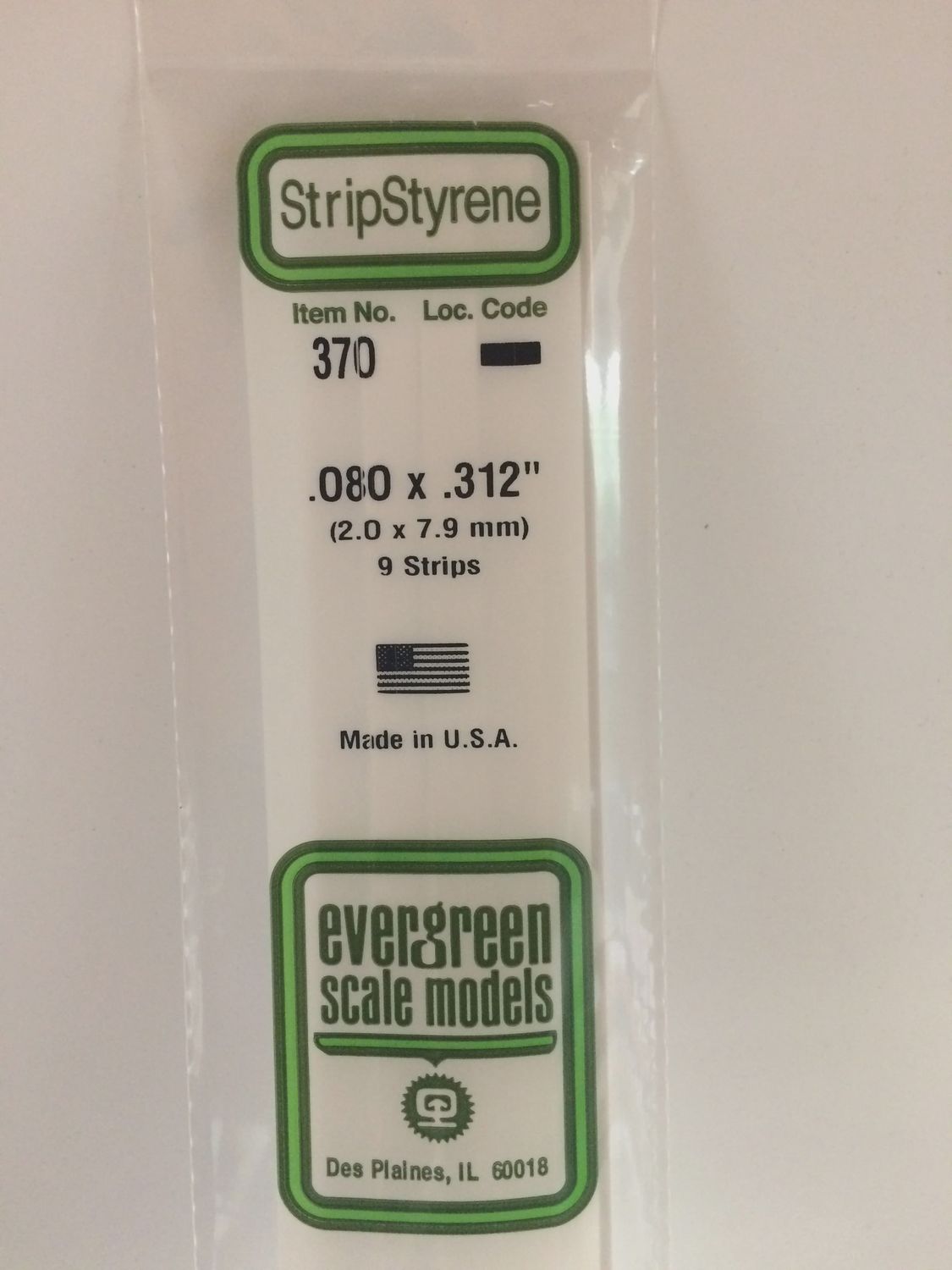 370 - OPAQUE WHITE POLYSTYRENE STRIP