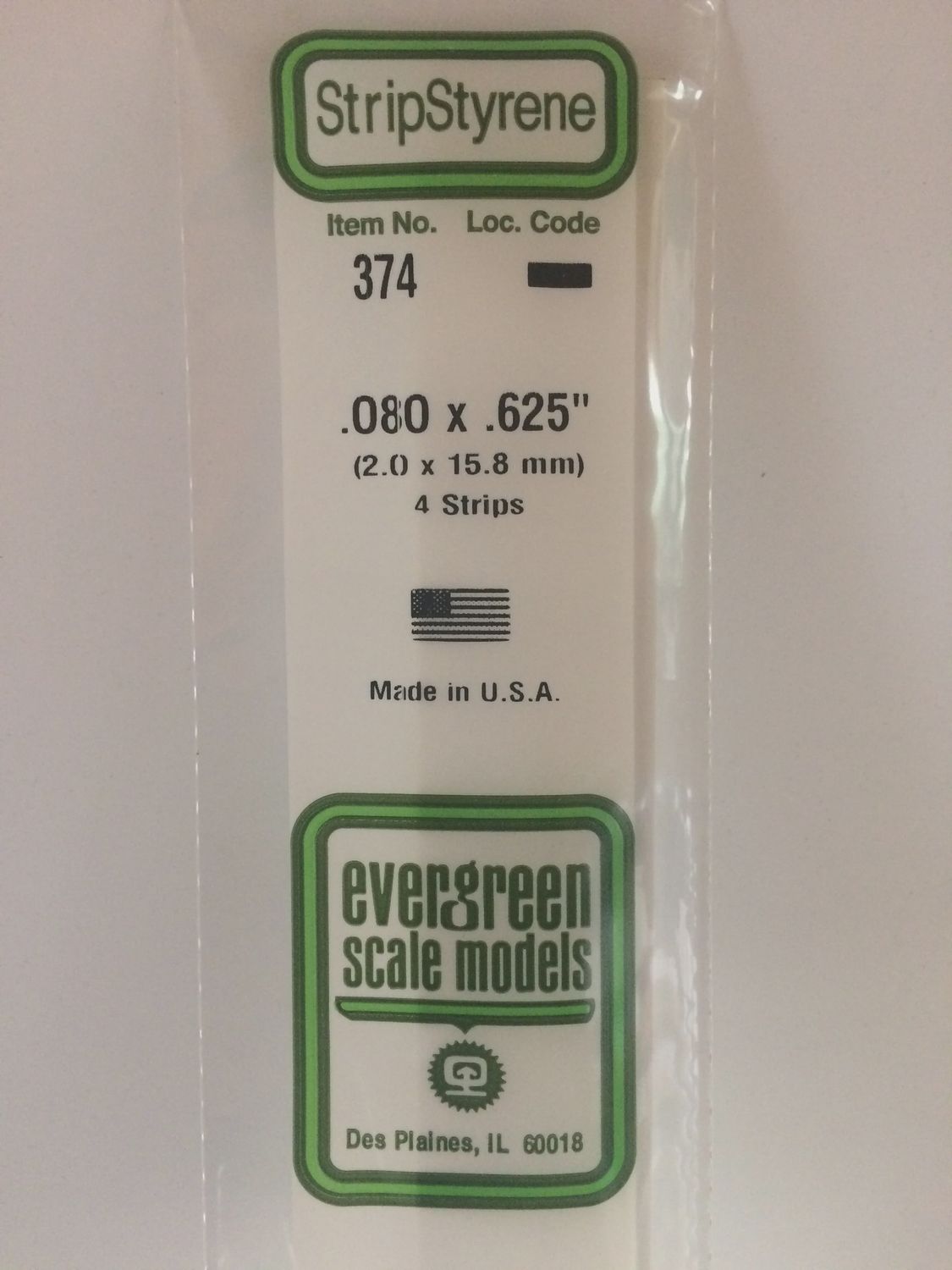 374 - OPAQUE WHITE POLYSTYRENE STRIP