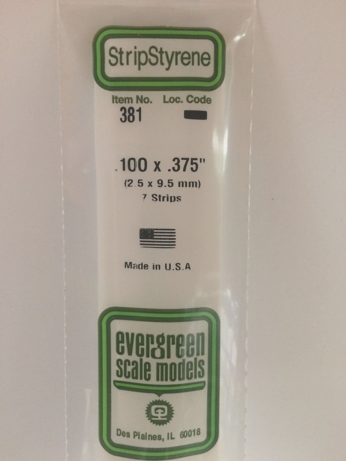 381 - OPAQUE WHITE POLYSTYRENE STRIP