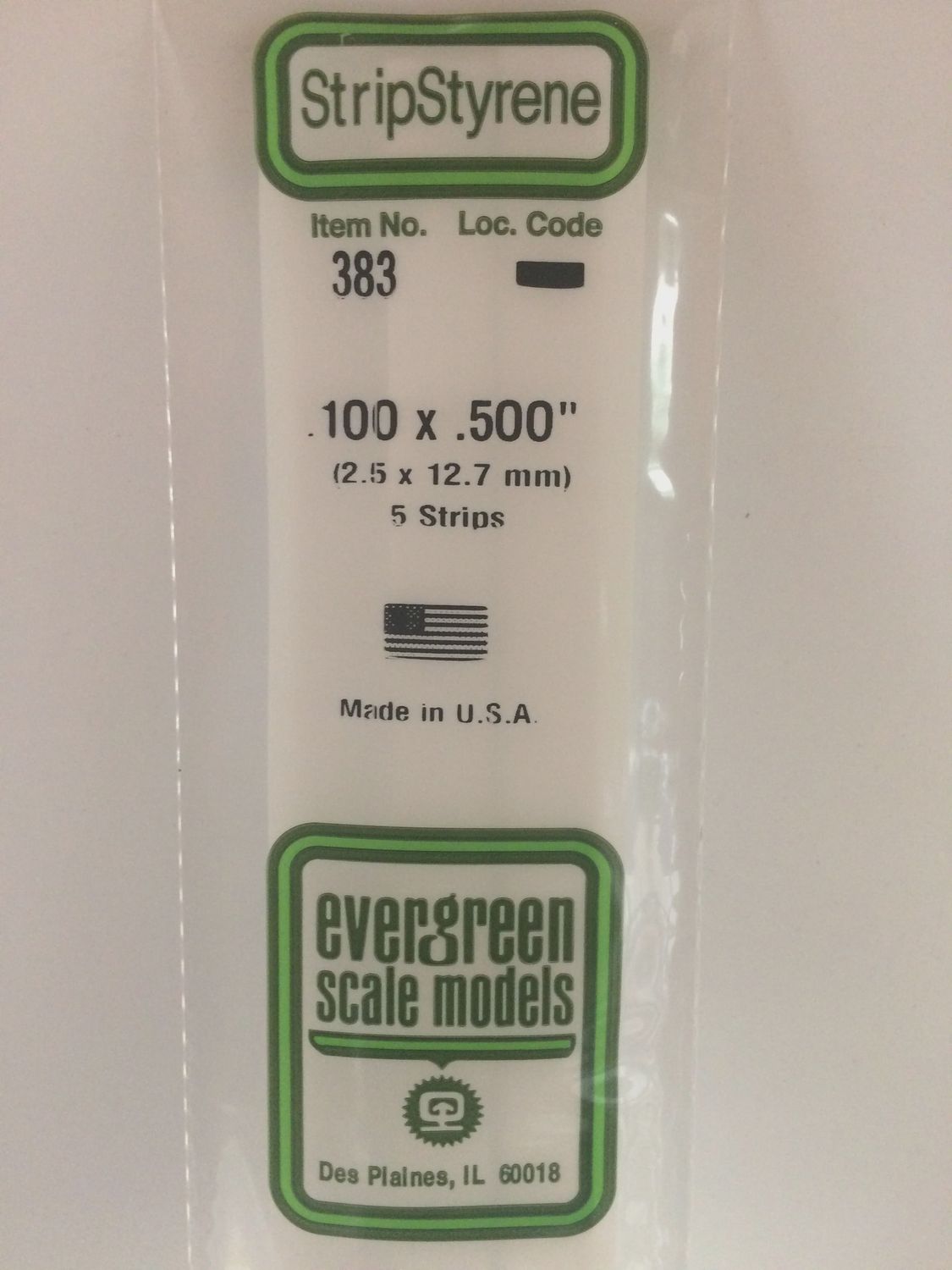 383 - OPAQUE WHITE POLYSTYRENE STRIP