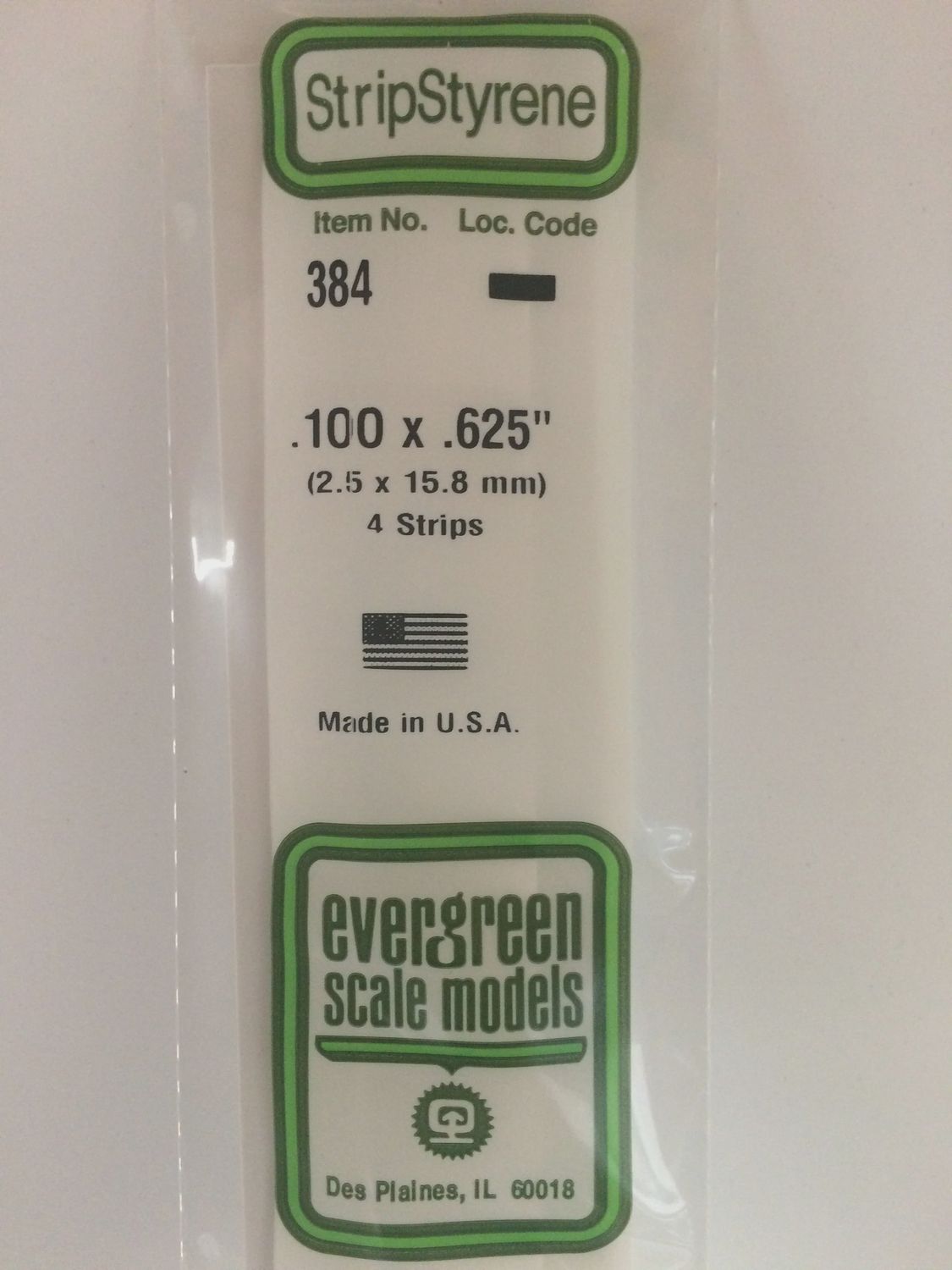 384 - OPAQUE WHITE POLYSTYRENE STRIP