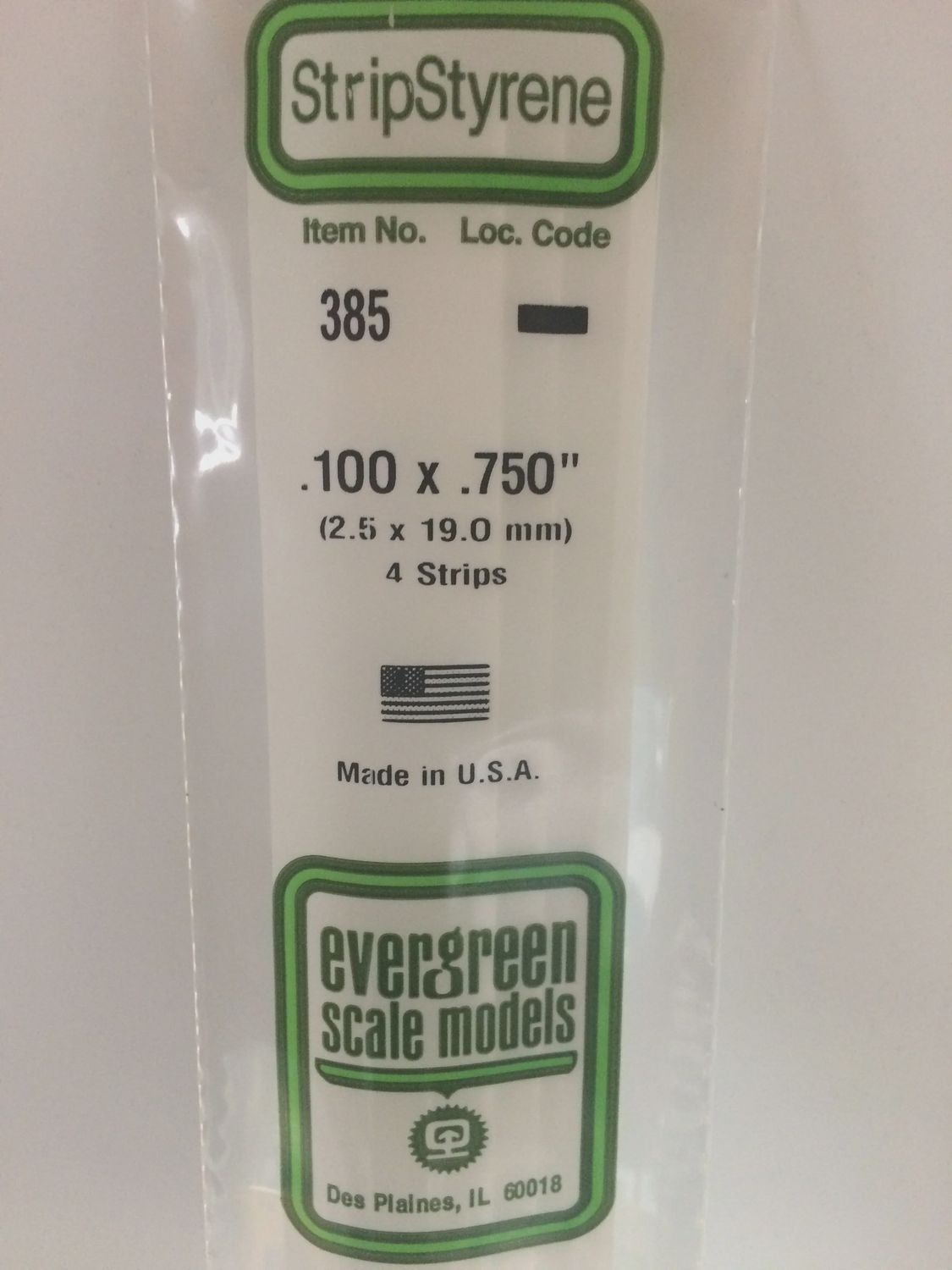 385 - OPAQUE WHITE POLYSTYRENE STRIP