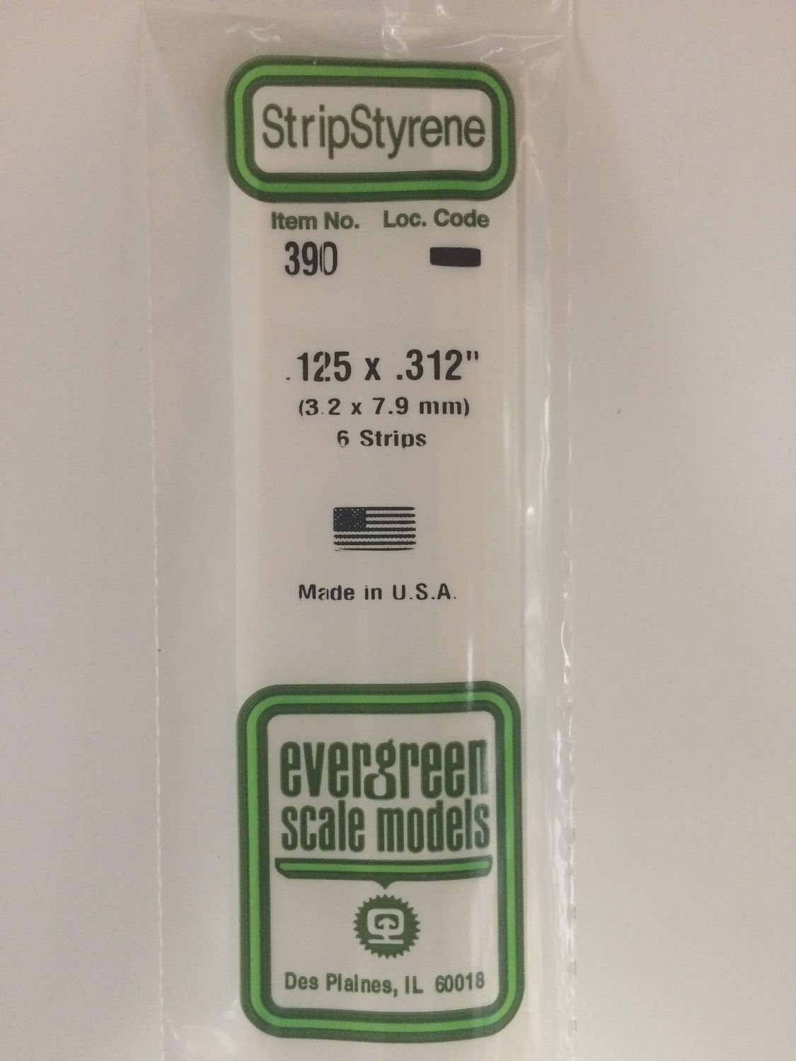 390 - OPAQUE WHITE POLYSTYRENE STRIP