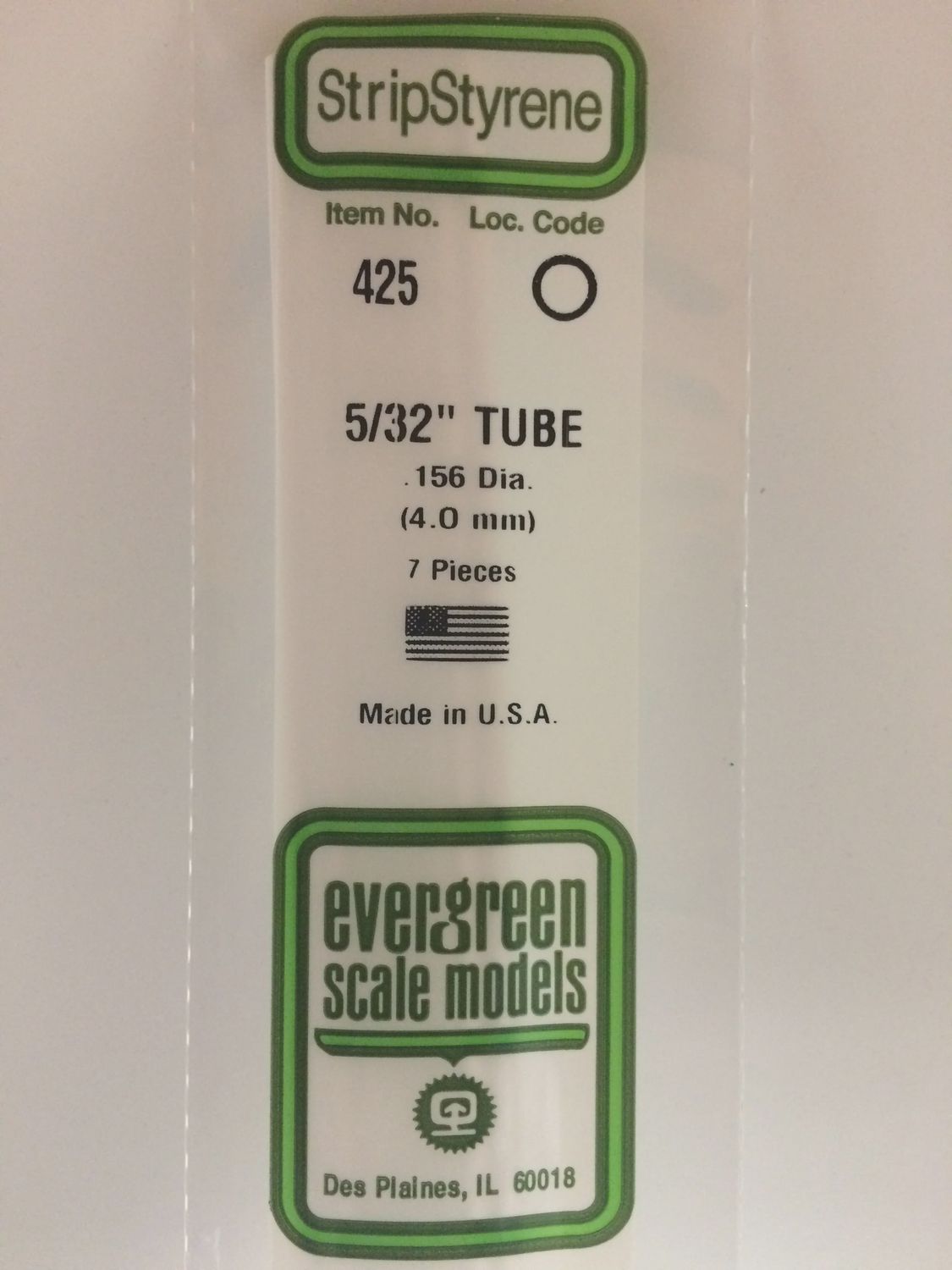 425 - OPAQUE WHITE POLYSTYRENE TUBING