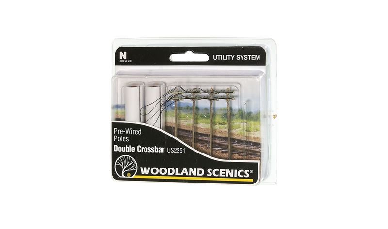 Pre-Wired Poles - Double Crossbar N Scale