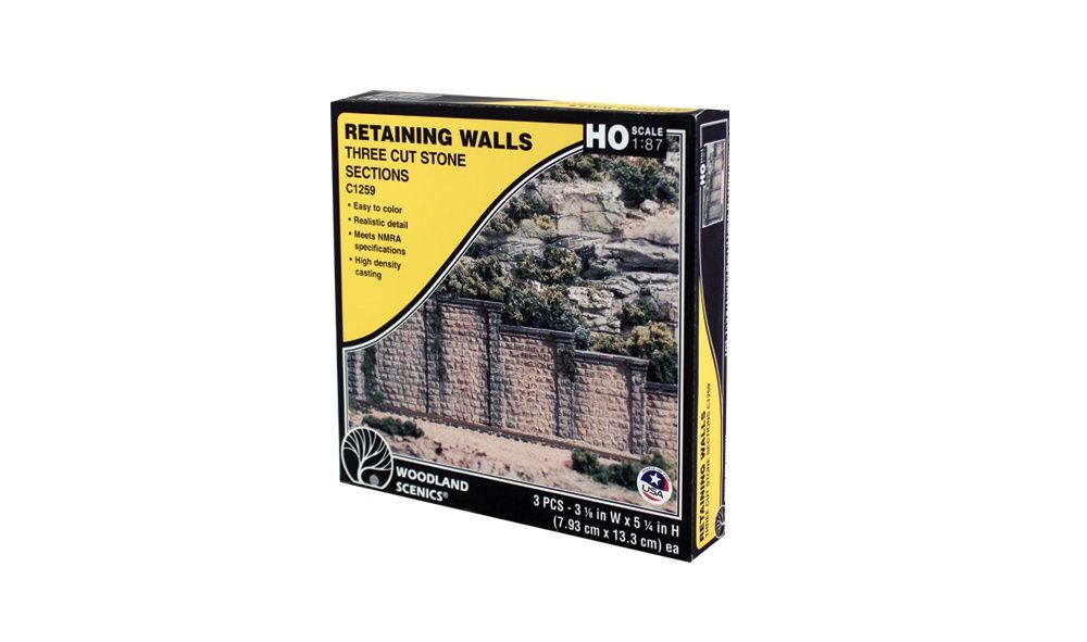 Cut Stone Retaining Wall - HO Scale