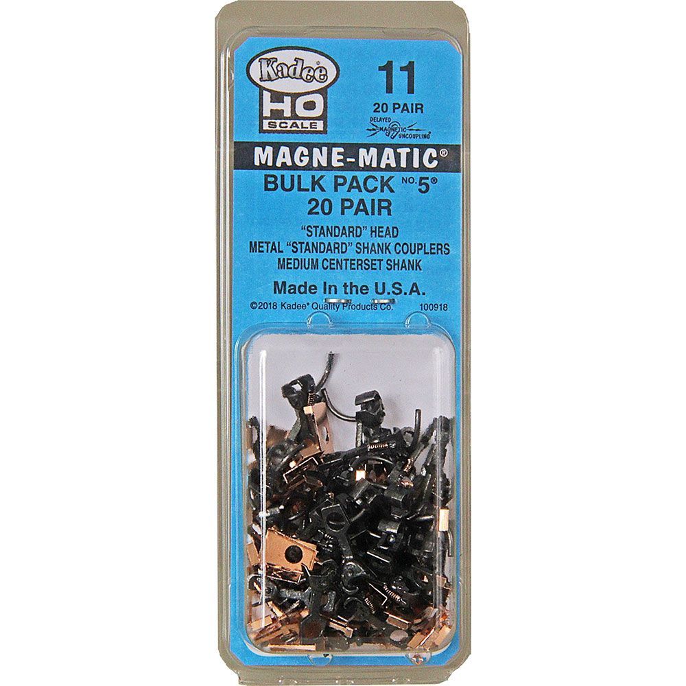 #11 HO Scale Bulk Pack - 20 pair #5 (NO.5®) Metal Couplers - Medium (9/32&quot;) Centerset Shank