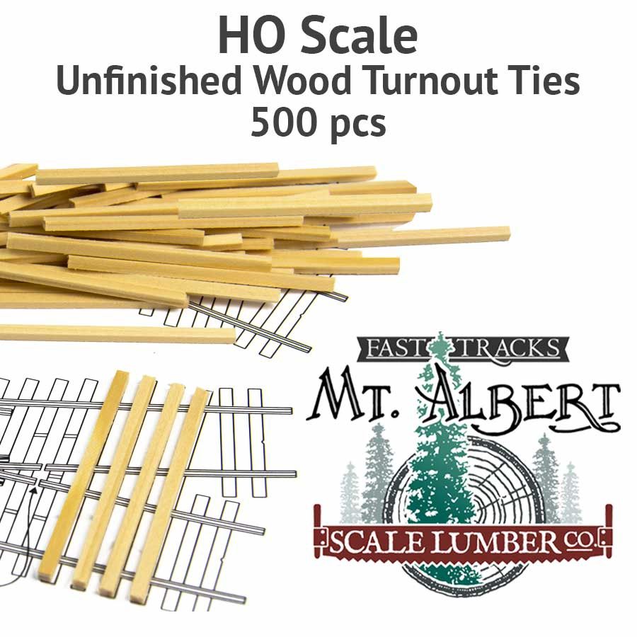 HO SCALE, UNFINISHED WOOD TURNOUT TIES - 500 PCS
