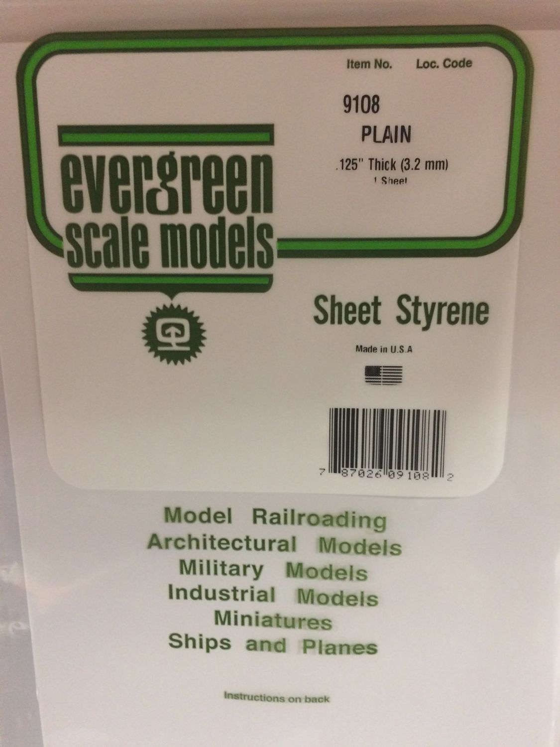9108 .125&quot; (3.2MM) PLAIN OPAQUE WHITE POLYSTYRENE SHEET