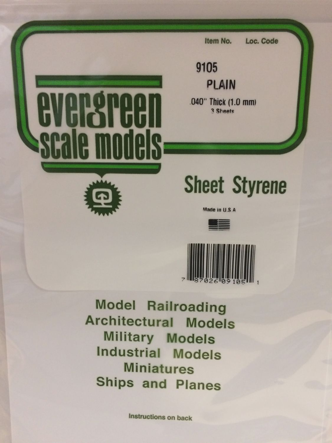 9105 .040&quot; (1.0MM) PLAIN OPAQUE WHITE POLYSTYRENE SHEET