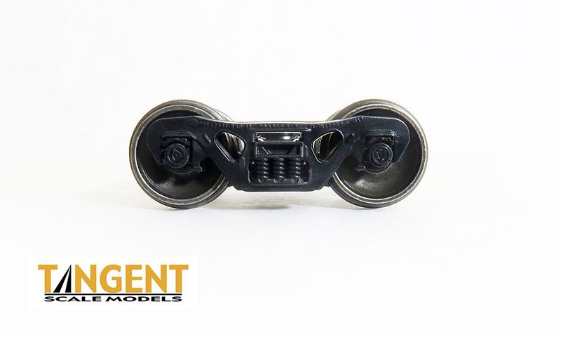 100-Ton Low Profile Barber S-2-C Trucks with Spinning Hyatt Bearings and Blackened Normal Tread All-Metal Precision Wheelsets