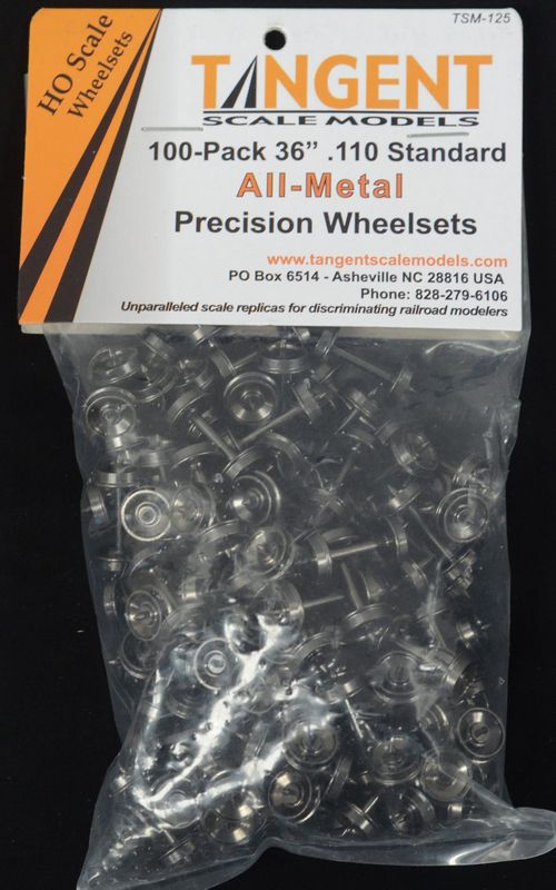 36 inch Normal Tread Blackened All-Metal Precision Wheelsets – 100 pack