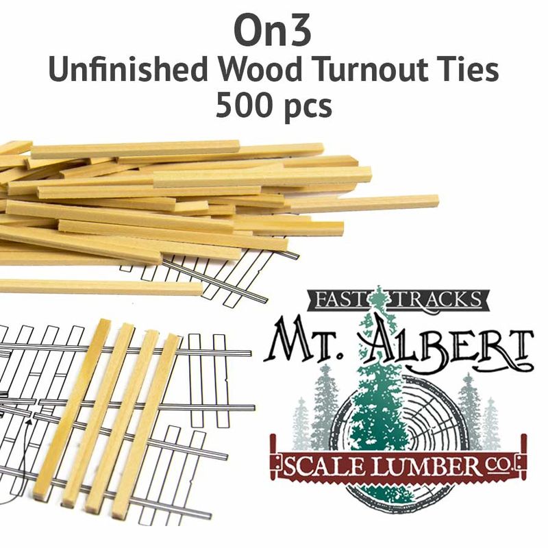 ON3 UNFINISHED WOOD TURNOUT TIES - 500 PCS