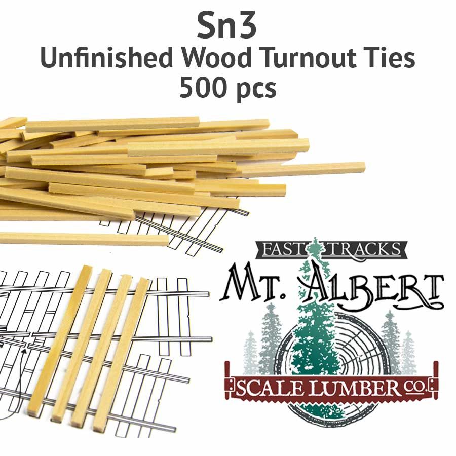 SN3 UNFINISHED WOOD TURNOUT TIES - 500 PCS