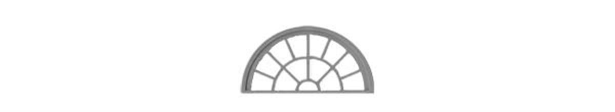 13 PANE 1/2 ROUND MASONRY WINDOW