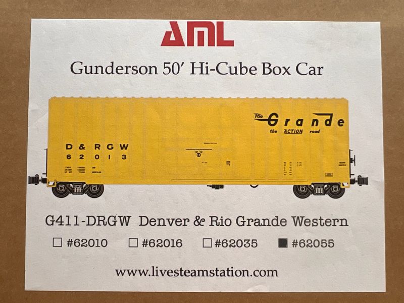 AML Gunderson High Cube Box Car D&amp;RGW