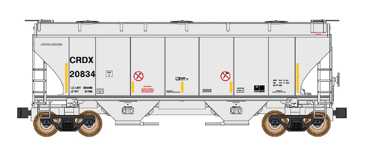 Trinity 3281 Covered Hoppers Features CRDX, Road Number: 20834