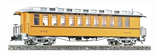 Jackson &amp; Sharp Passenger Coach D&amp;RGW Bumble Bee Yellow Double Stripe