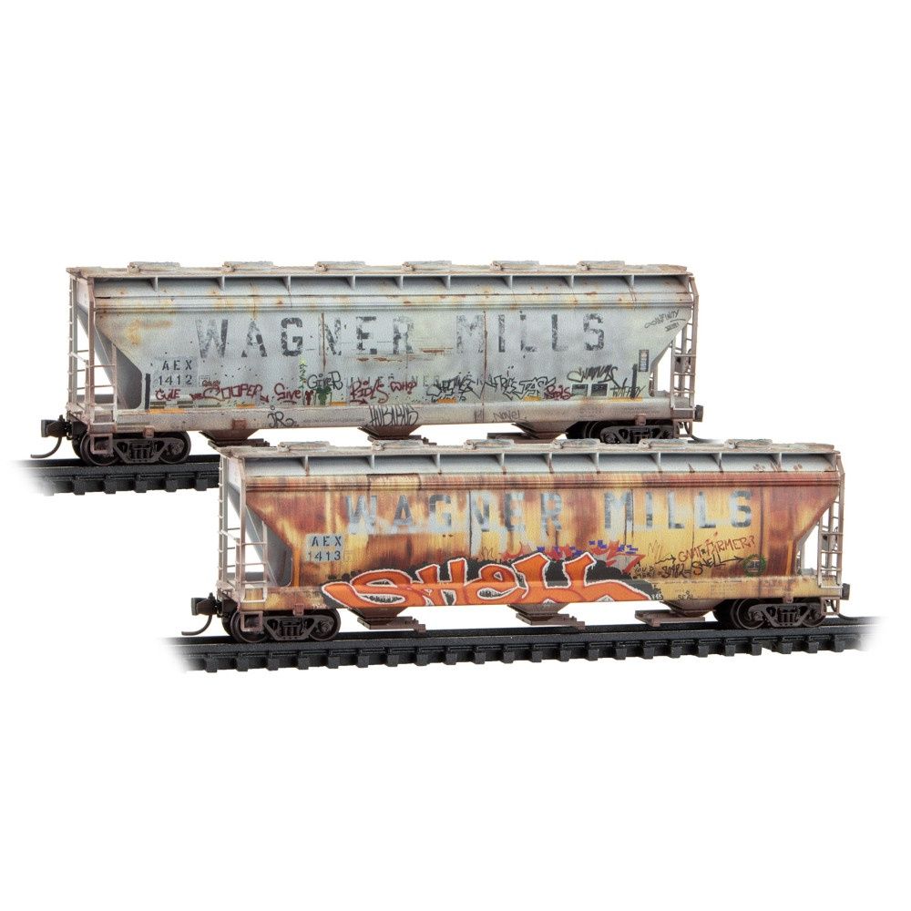 3-Bay Covered HoppersThe Andersons Company ex-Wagner Mills Weathered 2-Pack