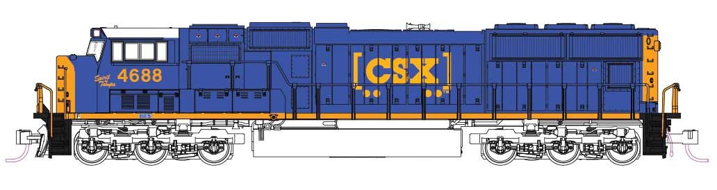 EMD SD70M with Flat Radiators - Standard DC CSX #4688
