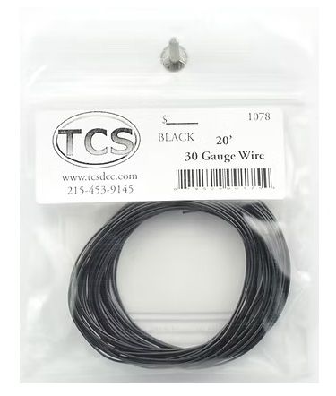 Black 30 gauge, seven strand wire with outside diameter of .026"