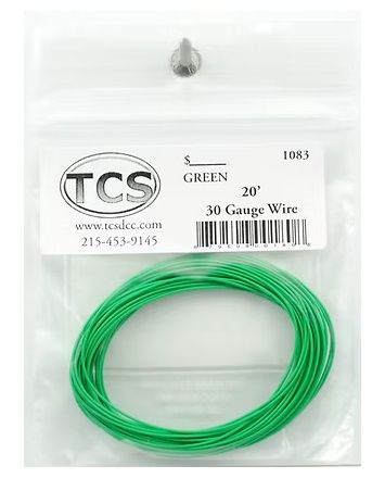 Green 30 gauge, seven strand wire with outside diameter of .026"