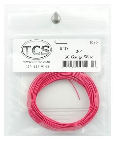 Red 30 gauge, seven strand wire with outside diameter of .026"
