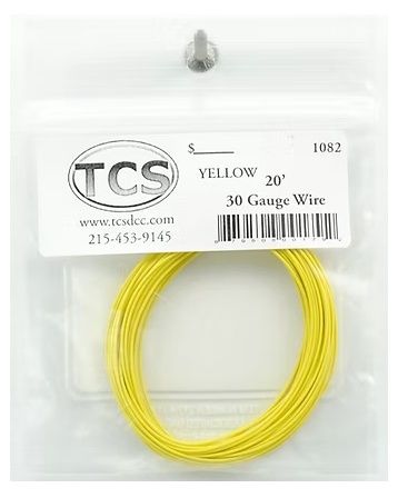 Yellow 30 gauge, seven strand wire with outside diameter of .026"