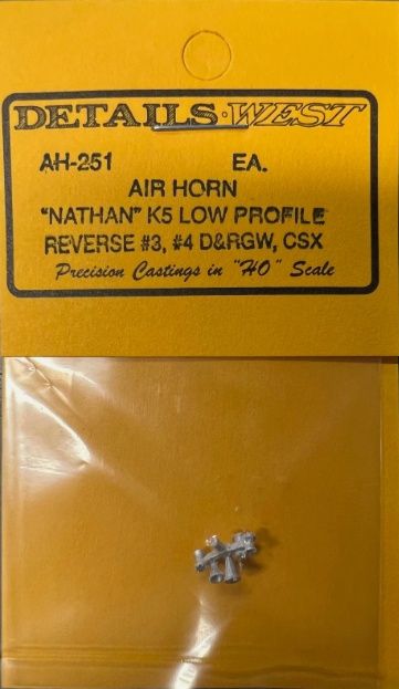 Air Horn Nathan K5 Low Profile Reverse #3, #4 D&amp;RGW, CSX