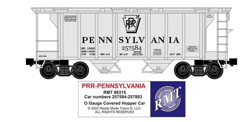 2 Bay covered Hopper PRR - PENNSYLVANIA