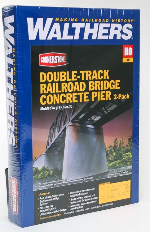 Double-Track Railroad Bridge Concrete Pier 2-Pack Kit