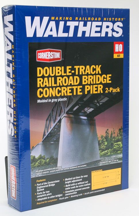 Double-Track Railroad Bridge Concrete Pier 2-Pack Kit