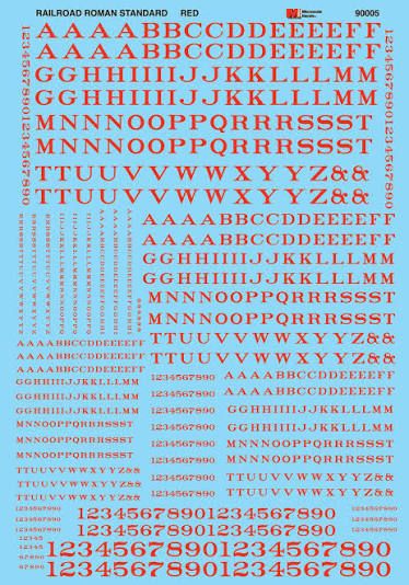 Railroad Roman Letters and Numbers Red