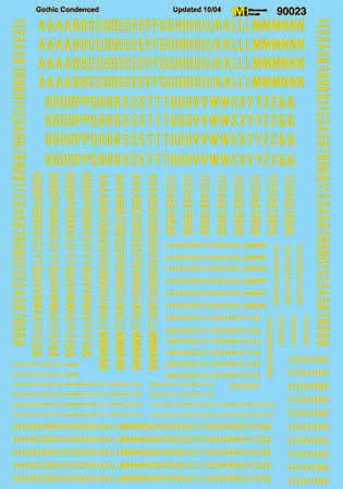 Gothic - Condensed Letters and Numbers Gold