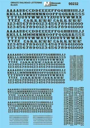 Ornate Railroad Letters and Numbers Black