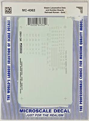 Steam Locomotive Data and Number Boards Railroad Roman - Gold