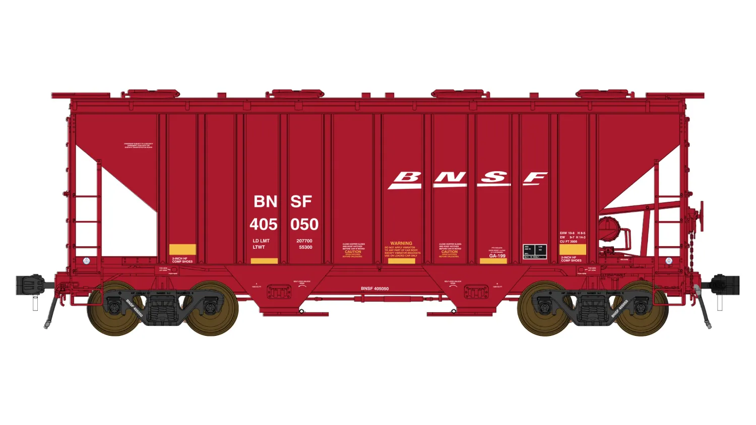 PS 3000CD Two-Bay Hopper Car - BNSF - Tuscan, Road Number: 405004