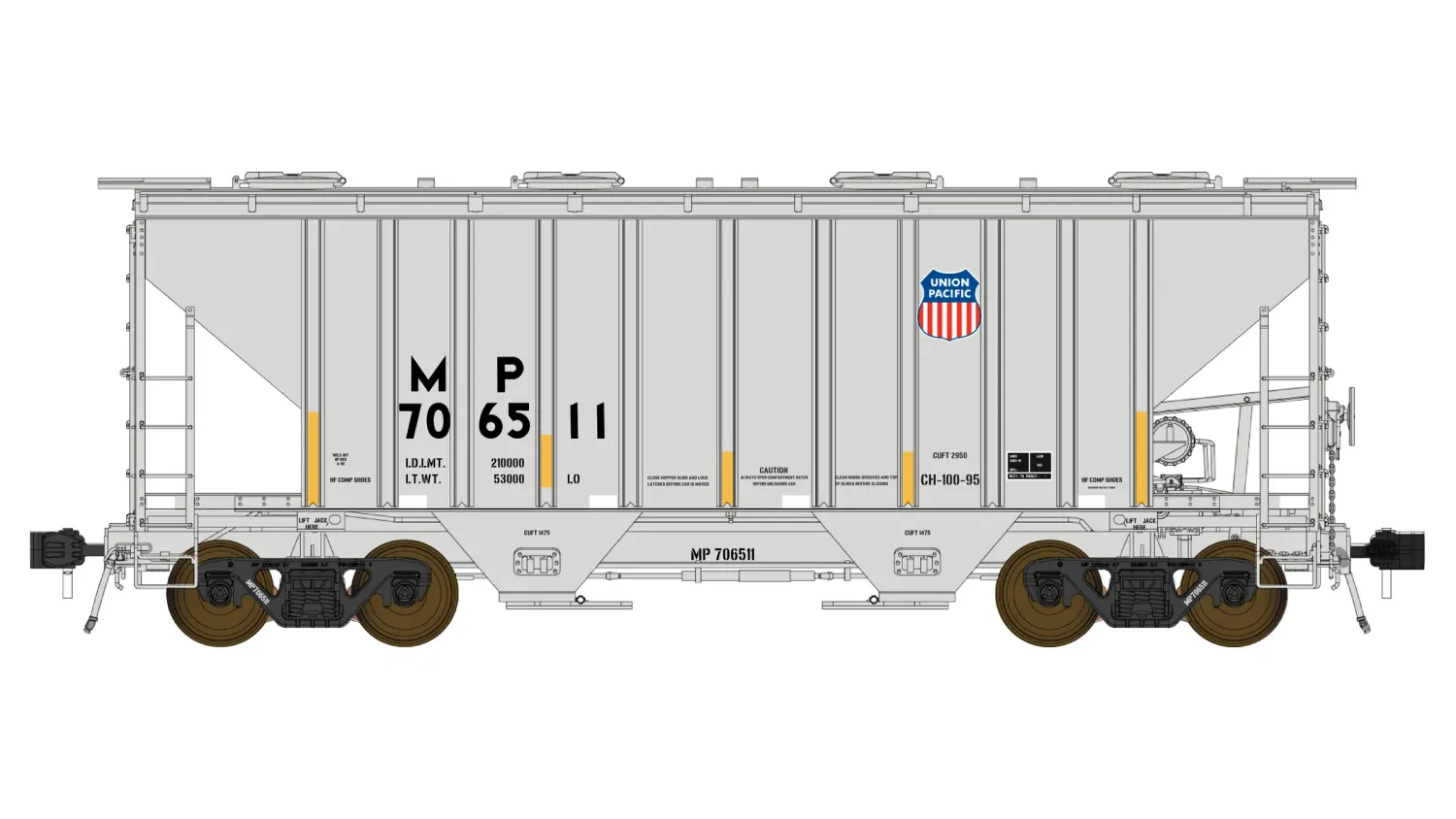 PS 3000CD Two-Bay Hopper Car - MP/UP Merger, Road Number: 706511
