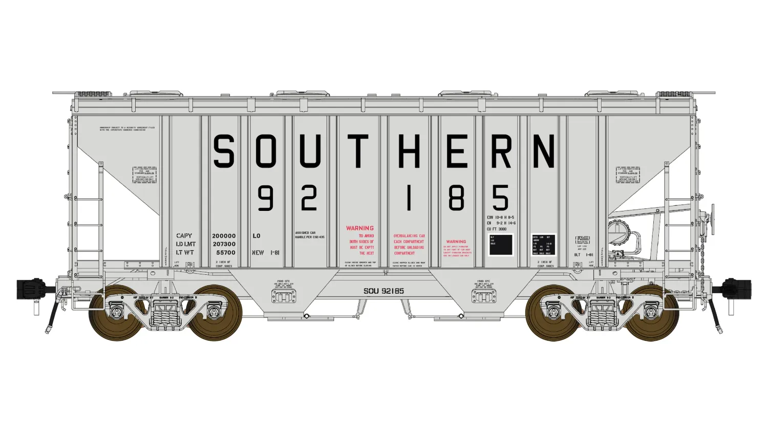 PS 3000CD Two-Bay Hopper Car - Southern, Road Number: 92306