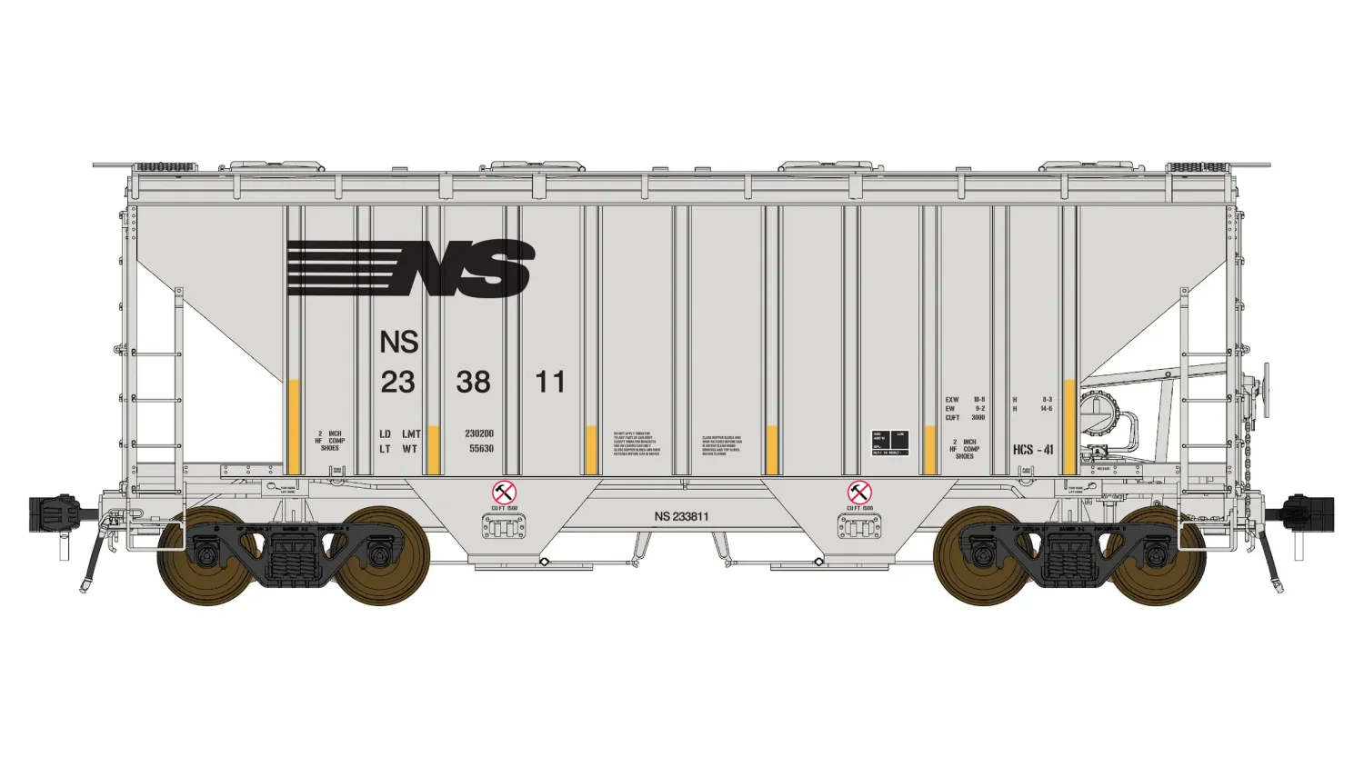 PS 3000CD Two-Bay Hopper Car - Norfolk Southern, Road Number: 233811