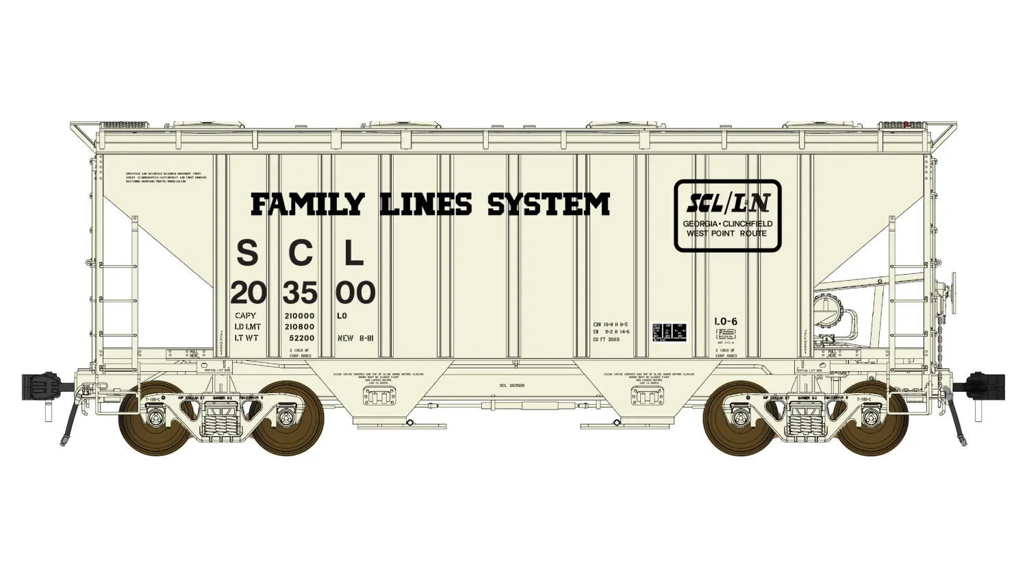 PS 3000CD Two-Bay Hopper Car - Seaboard Coast Line, Road Number: 203500